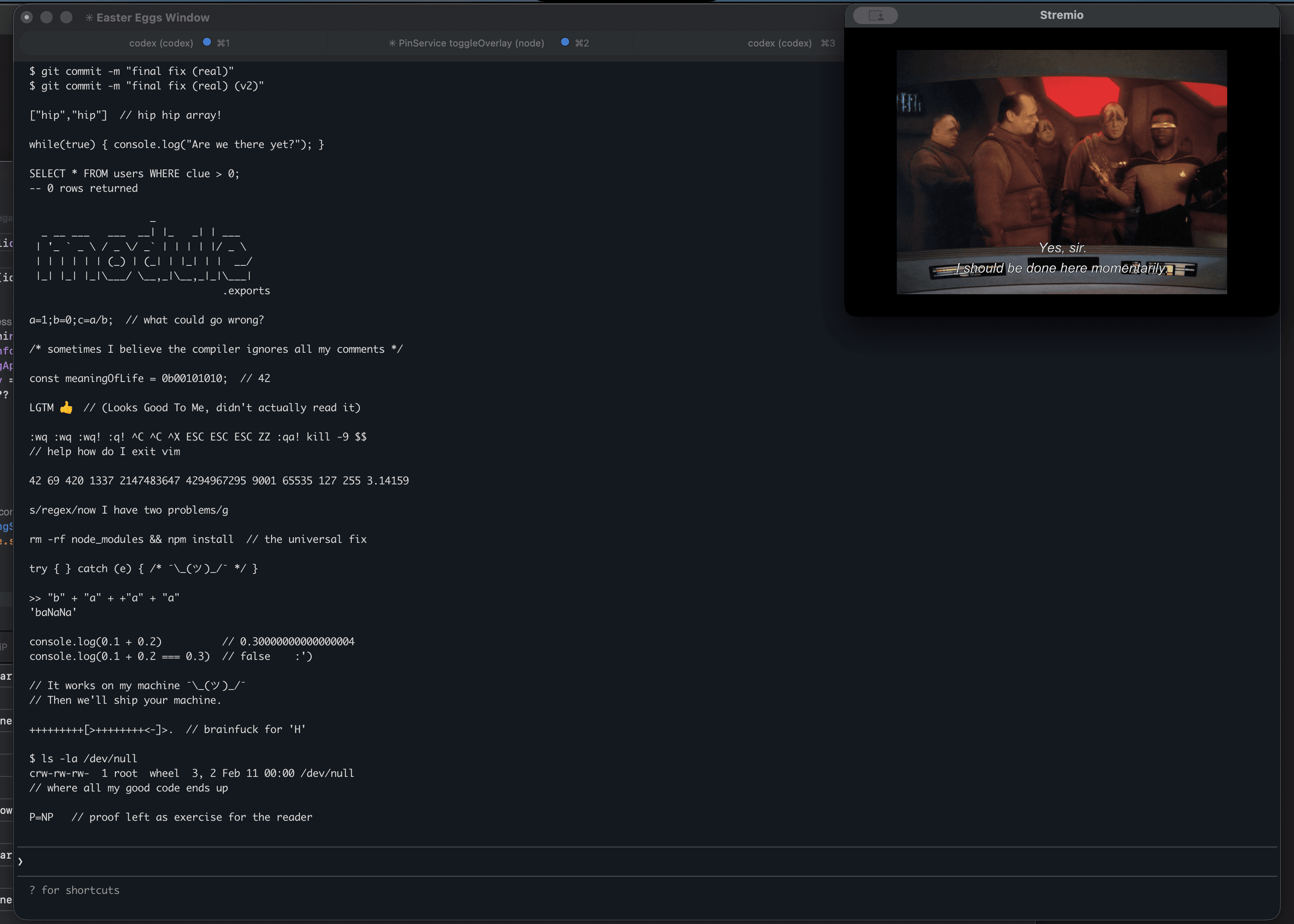 PiP showing a pinned video window over a coding workspace